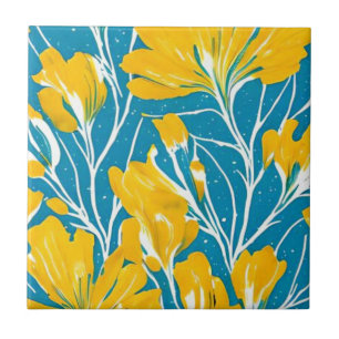 yellow flower garden ceramic tile