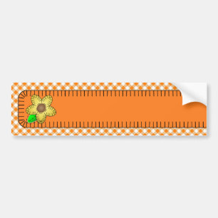 Yellow Flower  Gingham Background Bumper Sticker