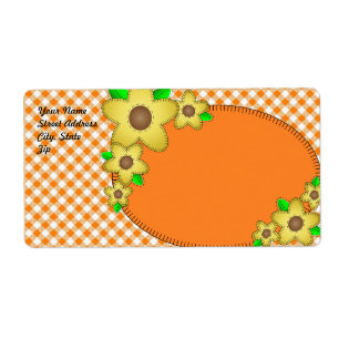 Yellow Flower Gingham Background Shipping Label