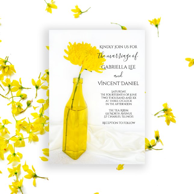 Yellow Flower in Vase Wedding Invitation (Creator Uploaded)
