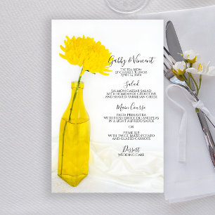 Yellow Flower in Vase Wedding Menu