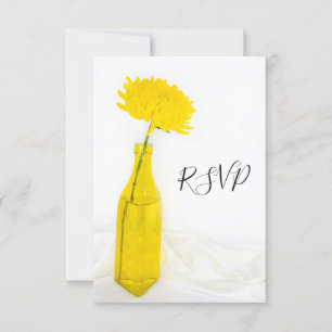 Yellow Flower in Vase Wedding RSVP Reply Card