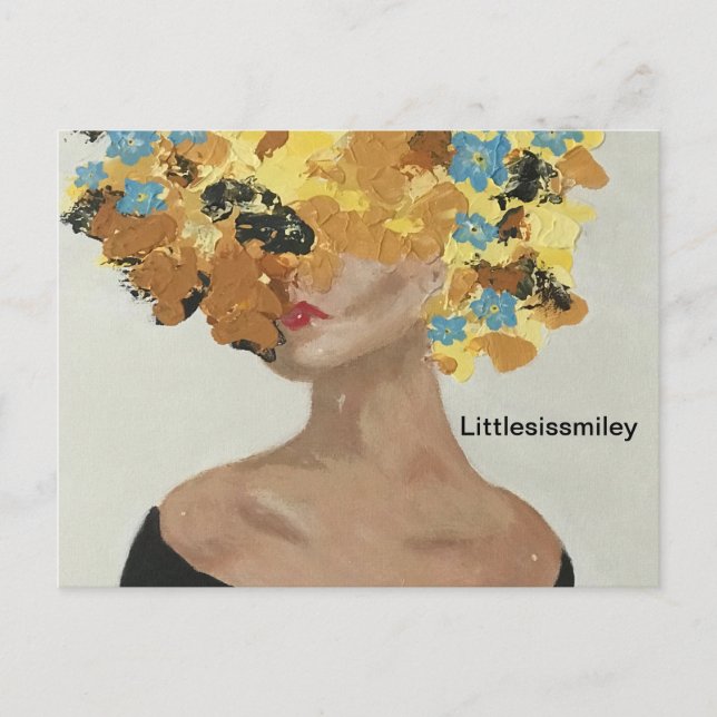 Yellow Flower Lady Postcard (Front)
