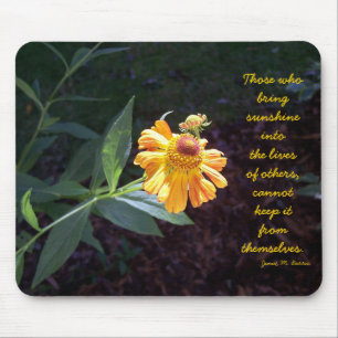 Yellow flower mousepad with James Barrie quote
