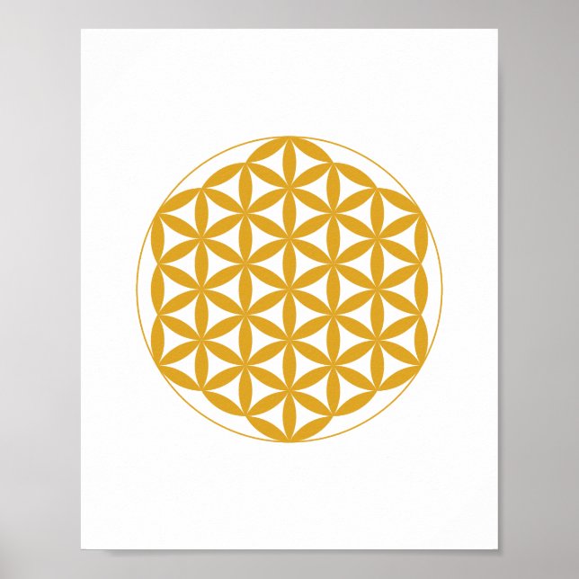 Yellow Flower of Life Sacred Geometry Poster (Front)