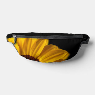 Yellow flower on black background bum bags