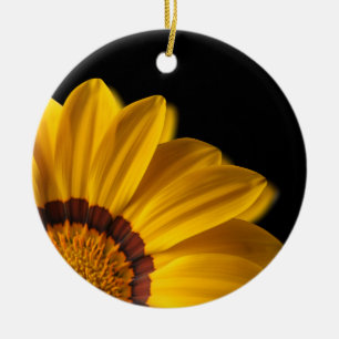 Yellow flower on  black background ceramic ornament