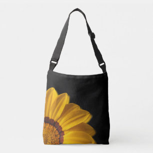 Yellow flower on black background crossbody bag