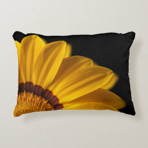 Yellow flower on black background decorative cushion