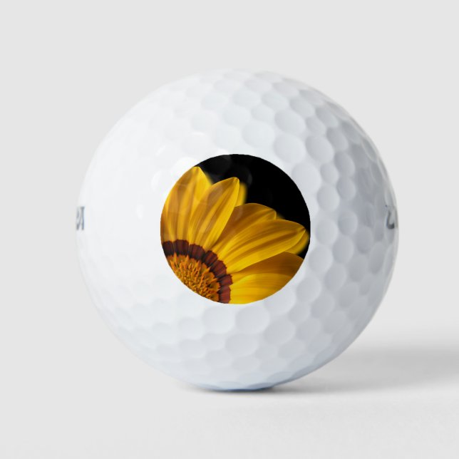Yellow flower on  black background golf balls (Front)