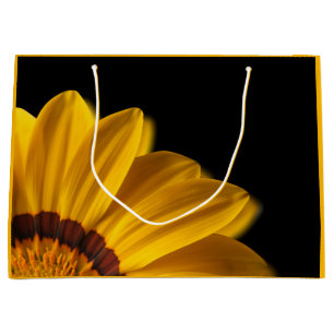 Yellow flower on black background large gift bag