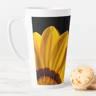 Yellow flower on black background latte mug