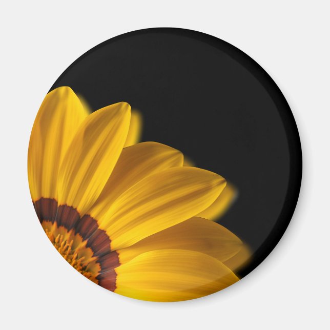 Yellow flower on  black background magnet (Front)