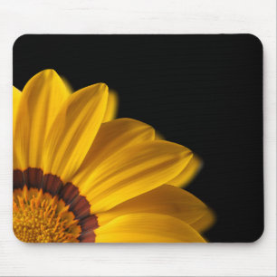 Yellow flower on black background mouse pad