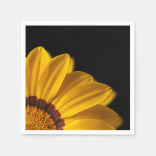 Yellow flower on black background napkin