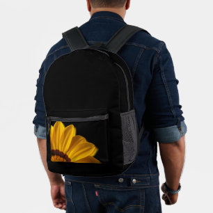 Yellow flower on black background printed backpack