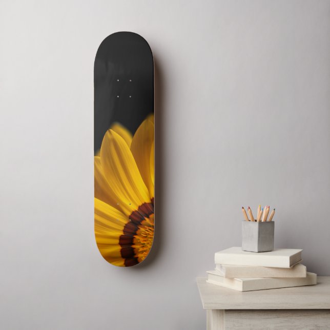 Yellow flower on  black background skateboard (Wall Art)
