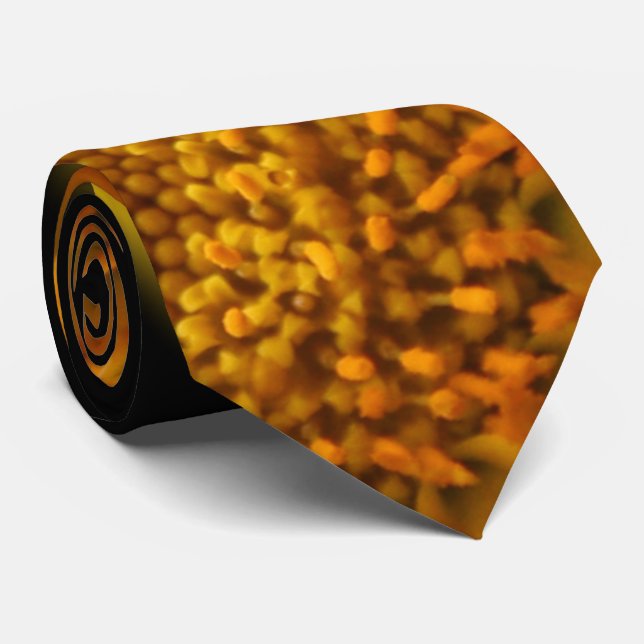 Yellow flower on  black background tie (Rolled)