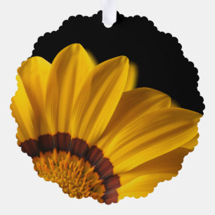 Yellow flower on black background tree decoration card