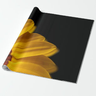 Yellow flower on black background wrapping paper