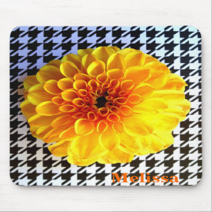 yellow flower on houndstooth mousepad
