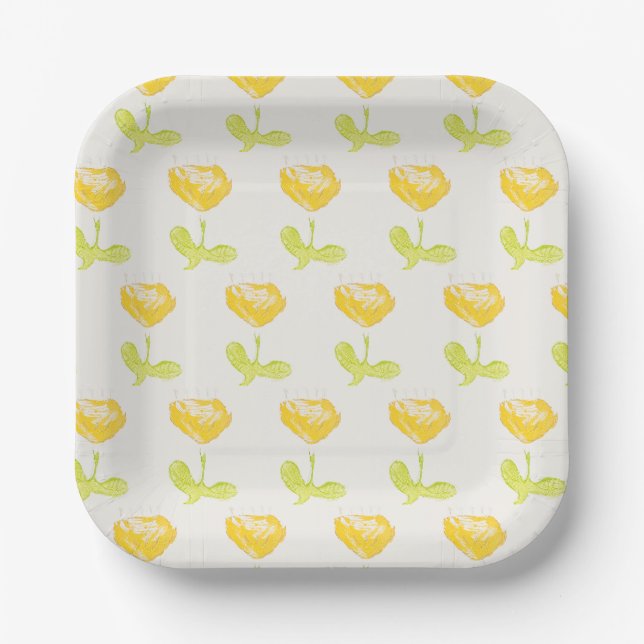 Yellow Flower Paper Plate (Front)