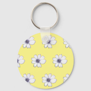Yellow flower pattern Button Key Ring