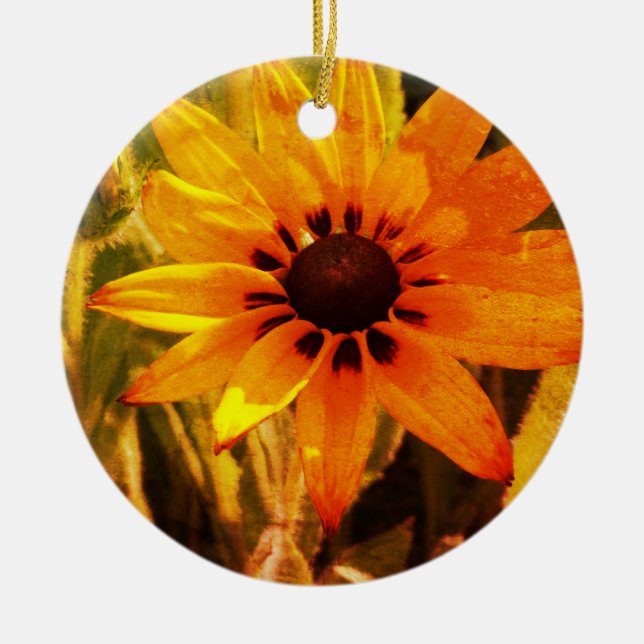 Yellow Flower Photo  Circle Ornament (Front)