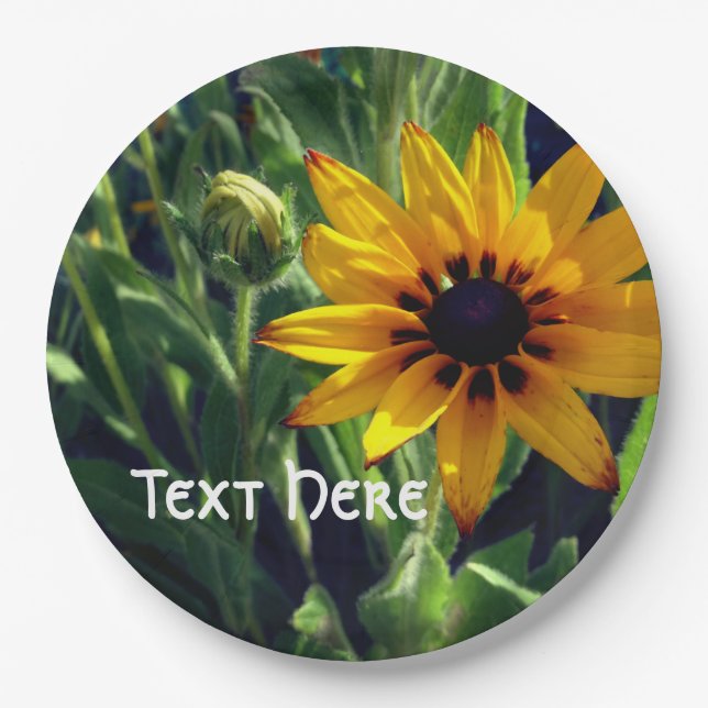 Yellow Flower Photo  Custom Paper Plates (Front)