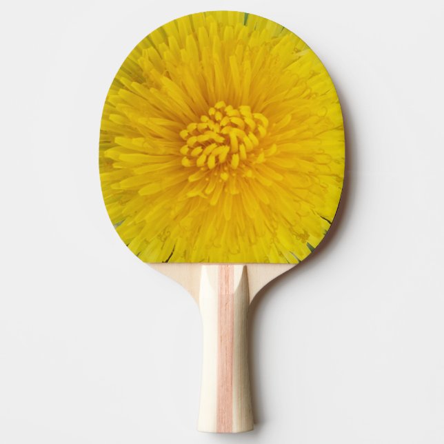 Yellow Flower Ping Pong Paddle, Red Rubber Back Paddle (Front)