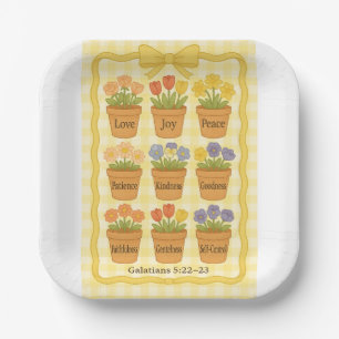 Yellow Flower pots Paper Plate