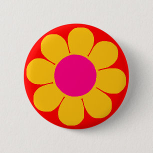 Yellow Flower Power 6 Cm Round Badge