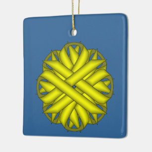 Yellow Flower Ribbon by Kenneth Yoncich Ceramic Ornament
