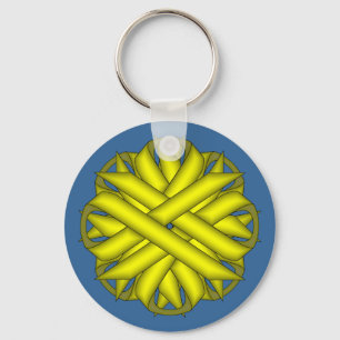 Yellow Flower Ribbon by Kenneth Yoncich Key Ring