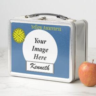 Yellow Flower Ribbon by Kenneth Yoncich Metal Lunch Box