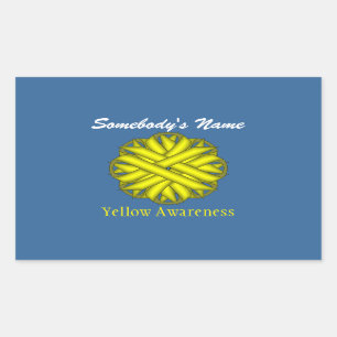 Yellow Flower Ribbon by Kenneth Yoncich Rectangular Sticker