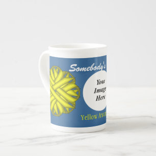 Yellow Flower Ribbon Template by Kenneth Yoncich Bone China Mug