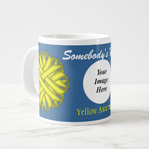 Yellow Flower Ribbon Template by Kenneth Yoncich Large Coffee Mug