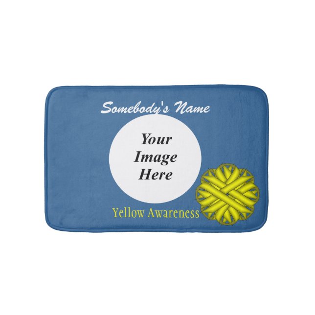 Yellow Flower Ribbon Tmpl by Kenneth Yoncich Bath Mat (Front)