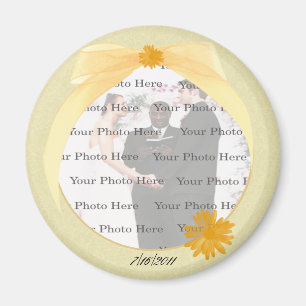 Yellow Flower Round Photo Magnet