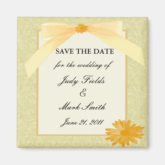 Yellow Flower Save The Date Magnet (Front)
