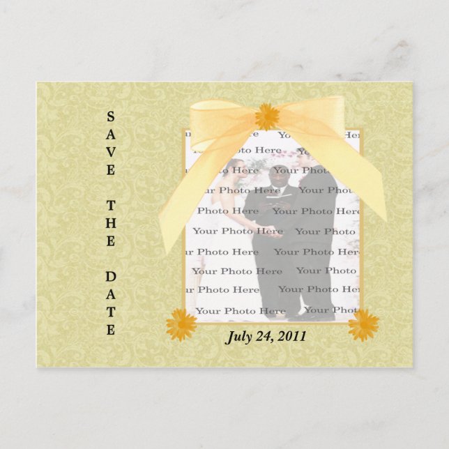 Yellow Flower Save The Date Postcard (Front)