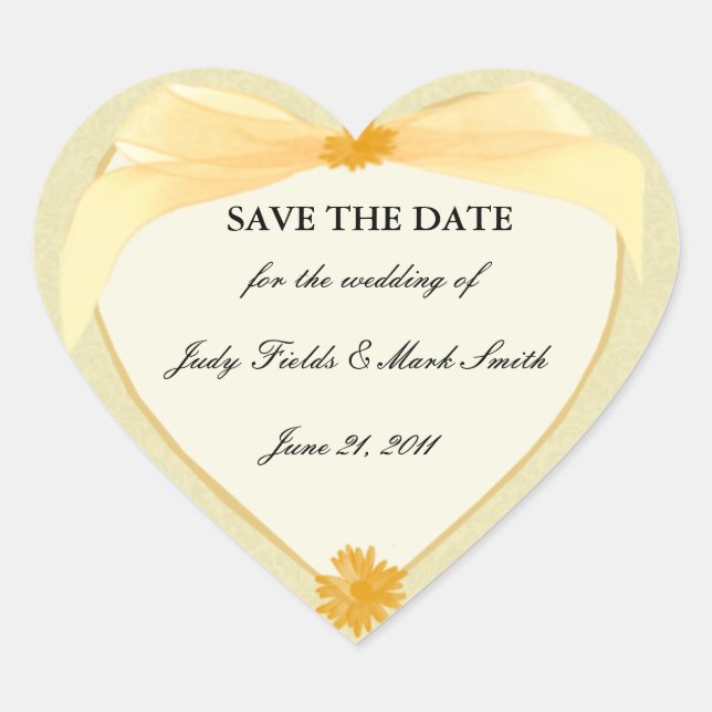 Yellow Flower Save The Date Stickers (Front)