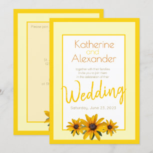 Yellow Flower Spring Summer Simple Wedding Invitation