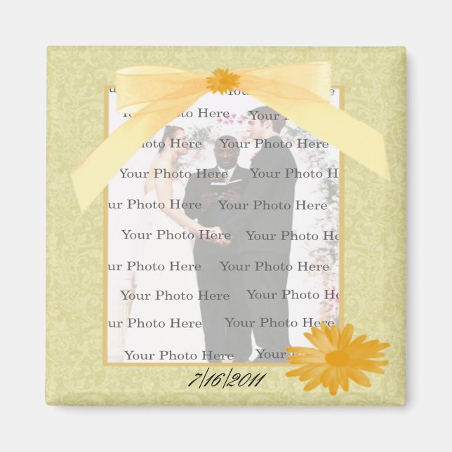 Yellow Flower Square Photo Magnet (Front)
