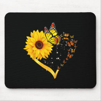 Yellow Flower Summer Floral Sunflower Heart Love Mouse Pad