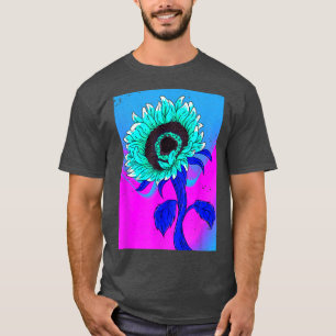 Yellow Flower Synthwave Retro Vaporwave Sunflower T-Shirt
