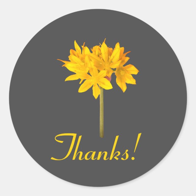 Yellow Flower Thanks Classic Round Sticker (Front)