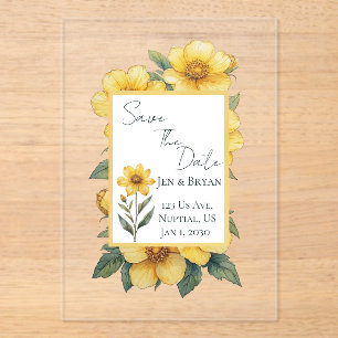 Yellow Flower Wedding Invitation