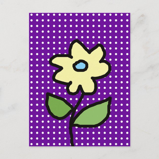 yellow flower . white dots postcard (Front)